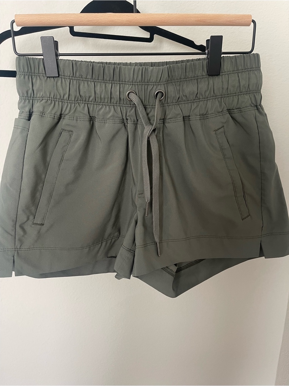 Quince Olive Green Drawstring Athletic Shorts